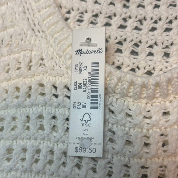Madewell Ivory Crochet Knit Sweater Tank Top XS NWT Summer Layering - Picture 9 of 9